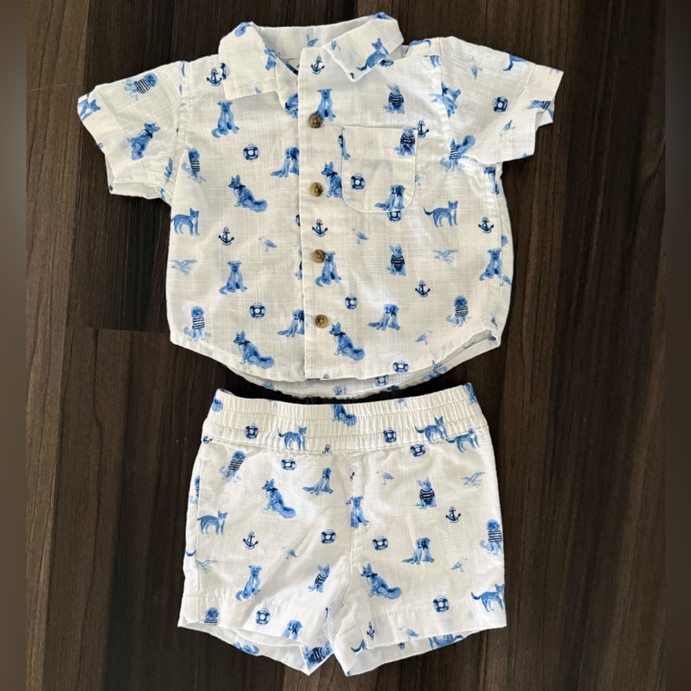 Janie and Jack Blue and White Kids Matching Set